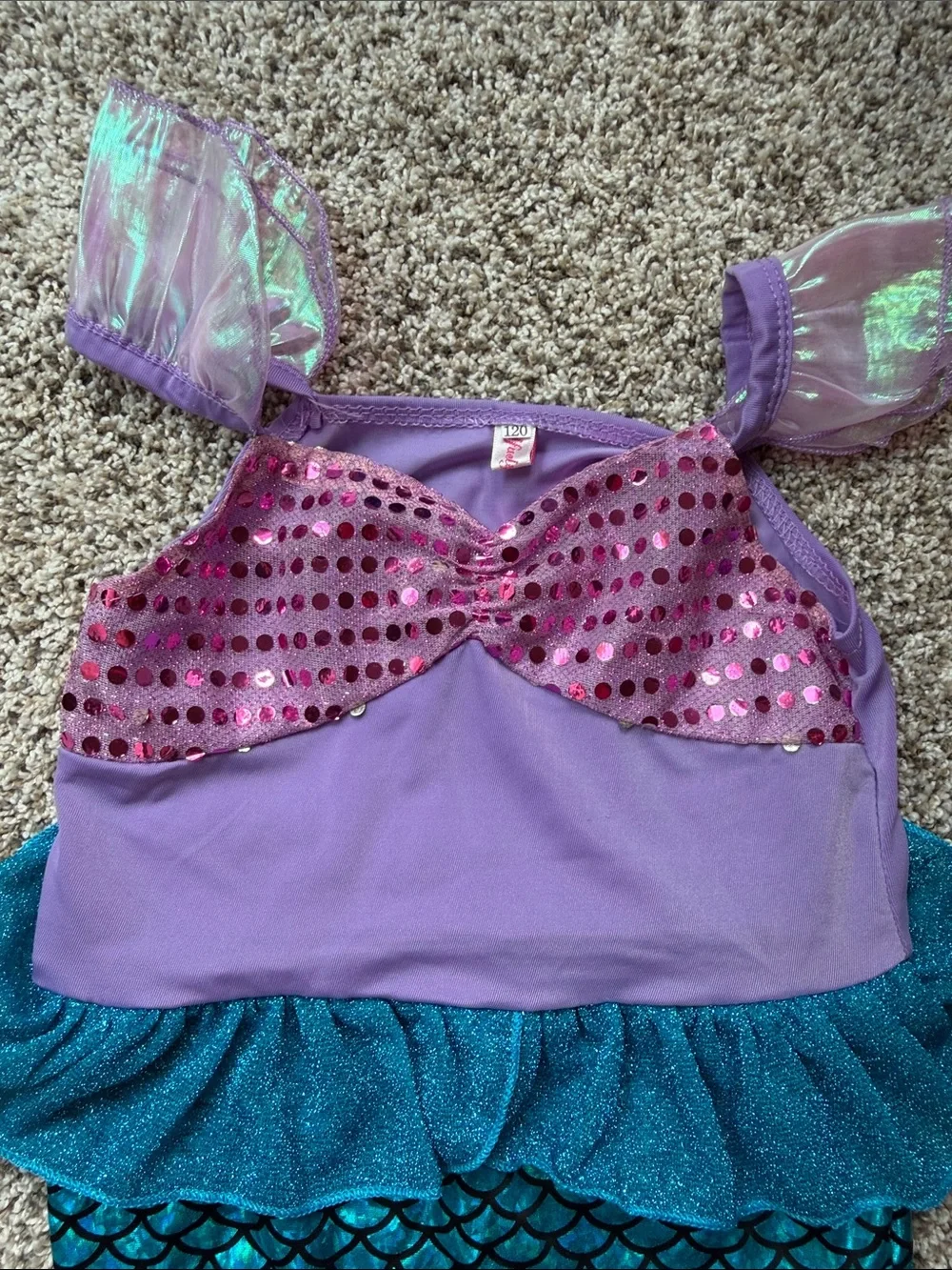 Shimmering Teal & Purple Mermaid Dress-Up Costume for Kids size 120/5T